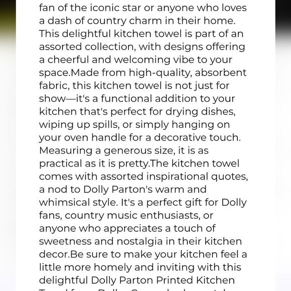 Dolly Parton Kitchen Floral Guitar & Sweet Tea Print Kitchen Towels - Picture 7 of 9